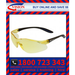 Harpoon 261 Amber Hard Coat Lens with Black Frame Safety Glasses Specs (261BKAR)