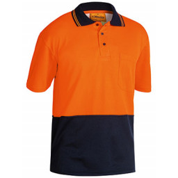 MEDIUM Bisley Orange/Navy 2 Tone Hi Vis Polo Shirt Short Sleeve (BK1234)